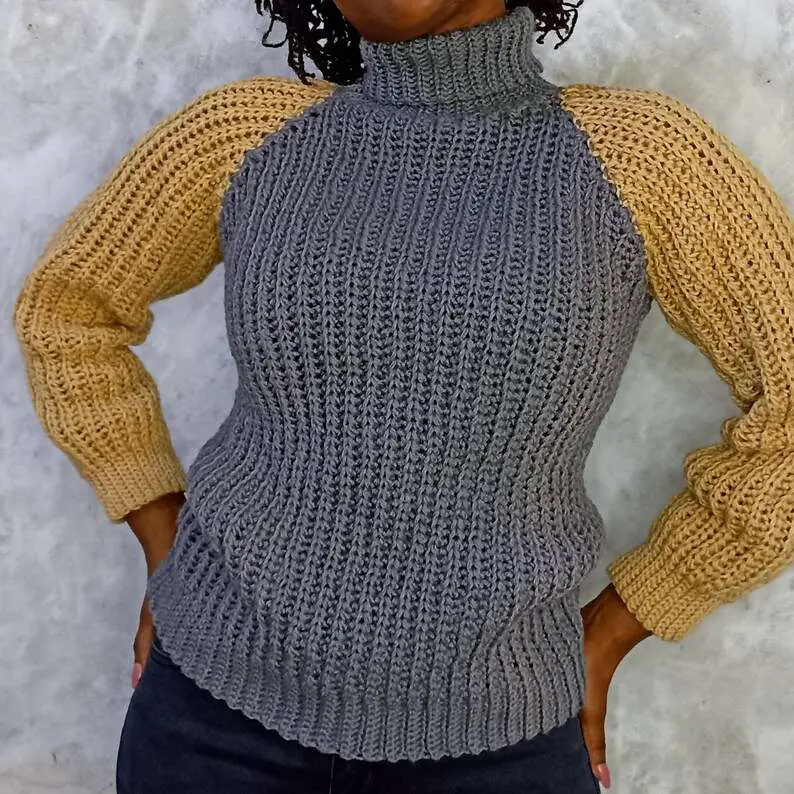 crochet colour block sweater free pattern