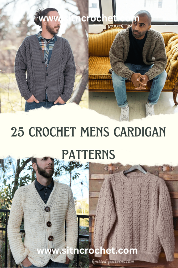 25 Crochet Mens Cardigan Pattern ( SitnCrochet 2023