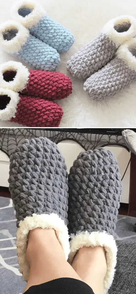 crochet plush yarn sandals