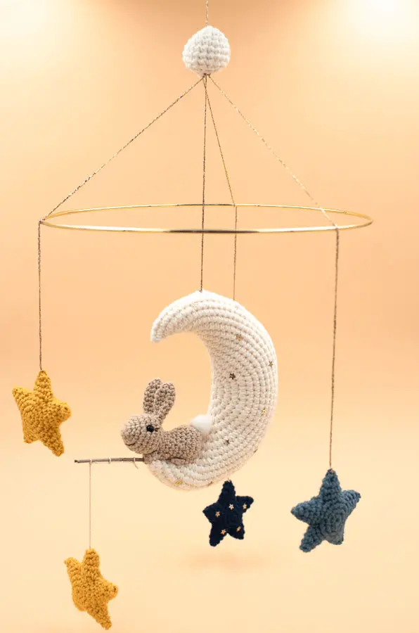 moon bunny star crochet baby mobile