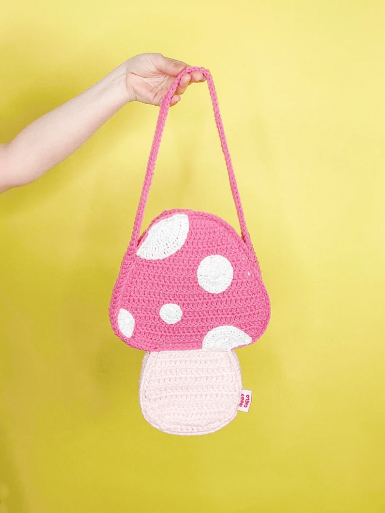 crochet mushroom purse