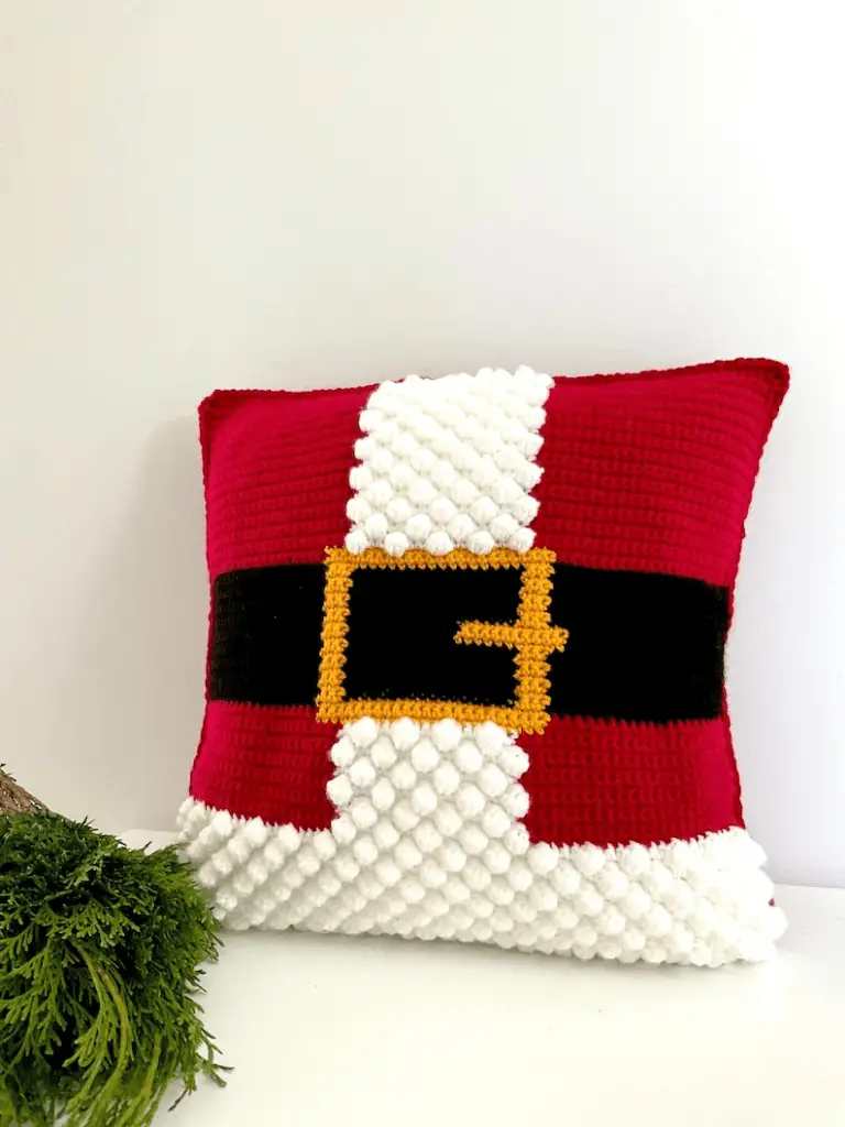 santa clause crochet pillow