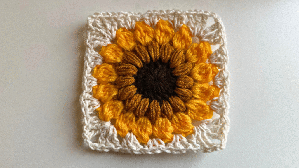 free crochet sunflower granny square pattern