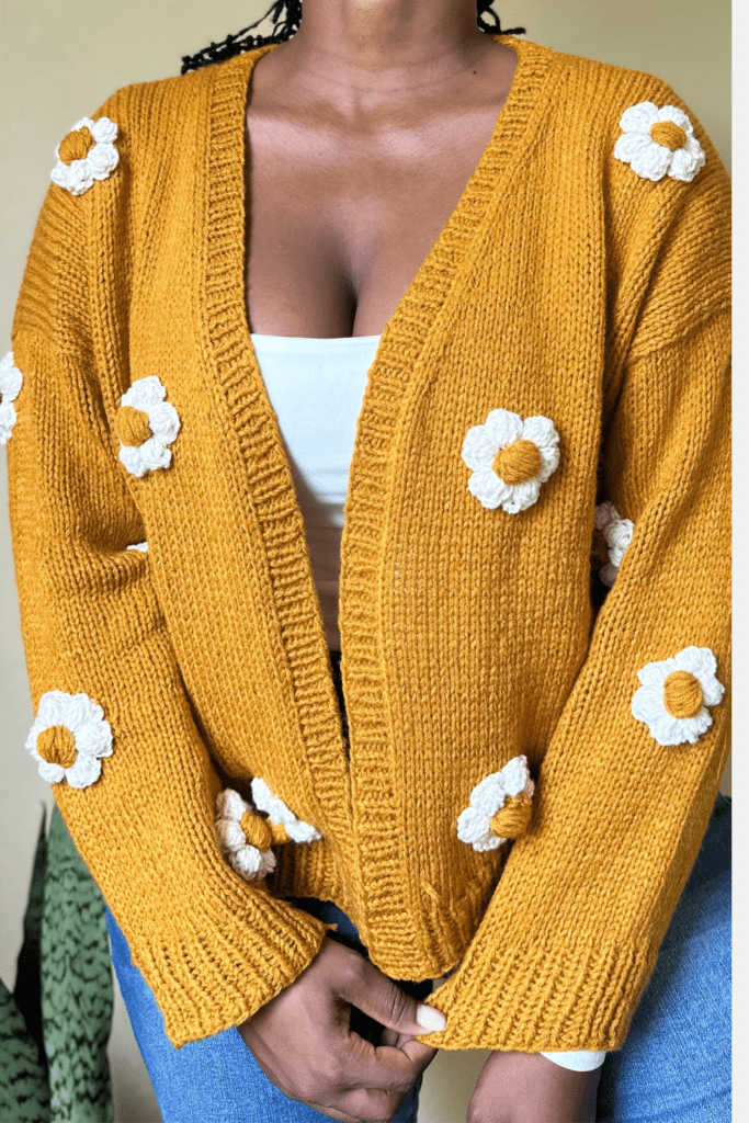 flower knitted cardigan pattern