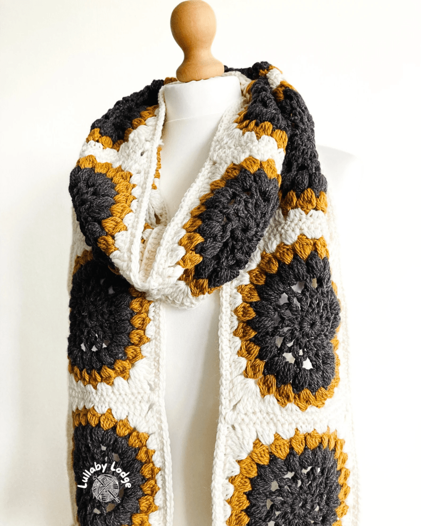 crochet granny square scarf pattern