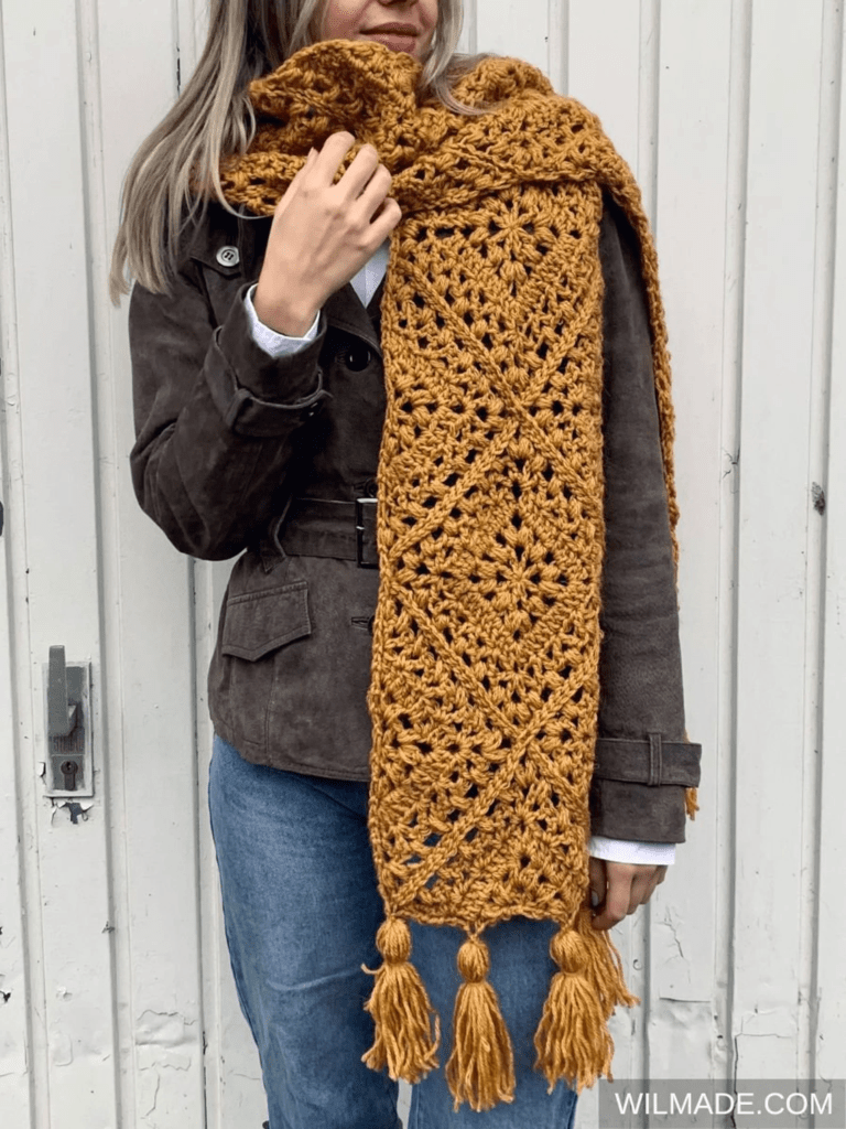 crochet granny square scarf pattern
