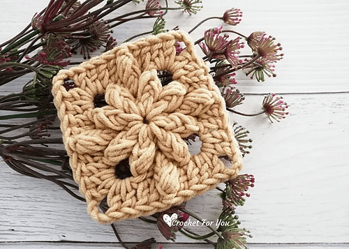 crochet 3D granny square free pattern