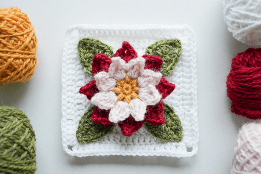 crochet 3D granny square free pattern
