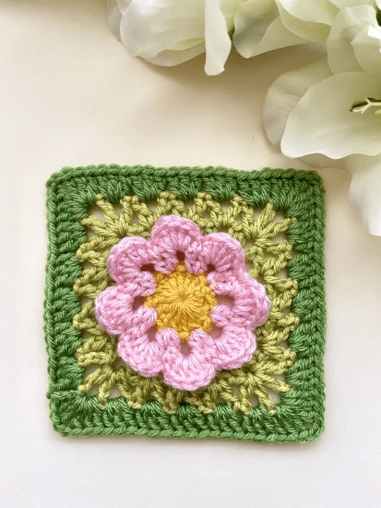 crochet 3D granny square free pattern