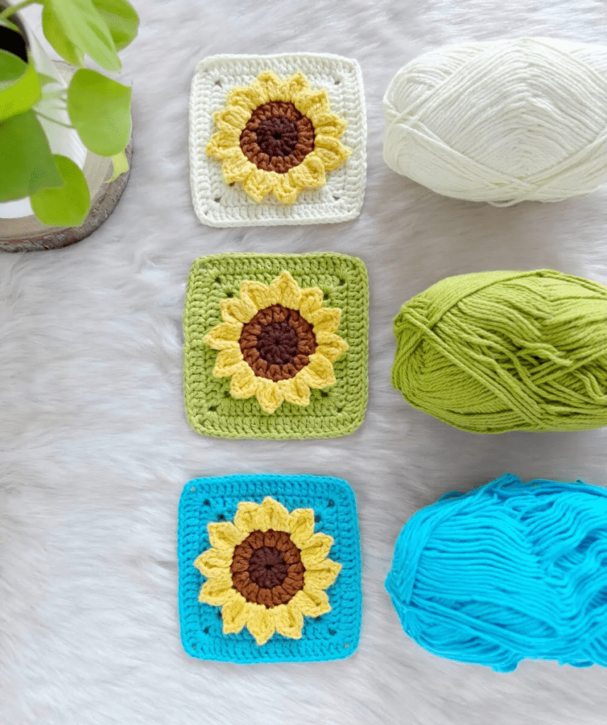 crochet 3D granny square free pattern