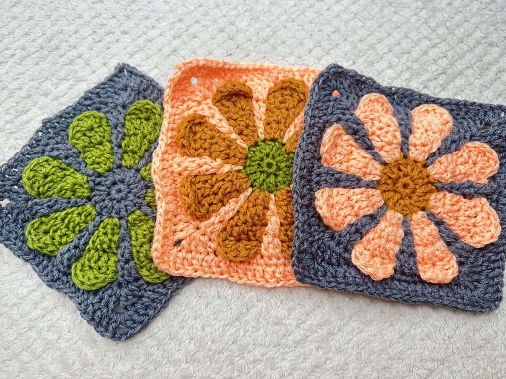 crochet 3D granny square free pattern