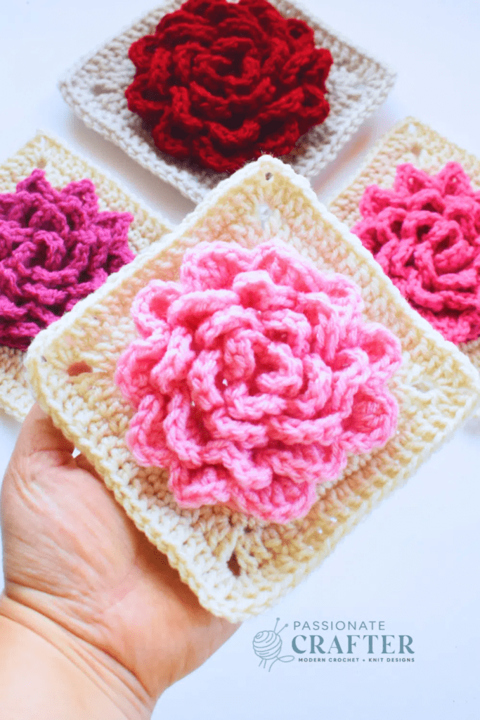 crochet 3D granny square free pattern