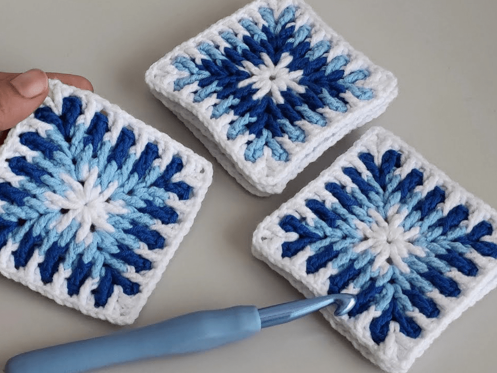 crochet 3D granny square free pattern