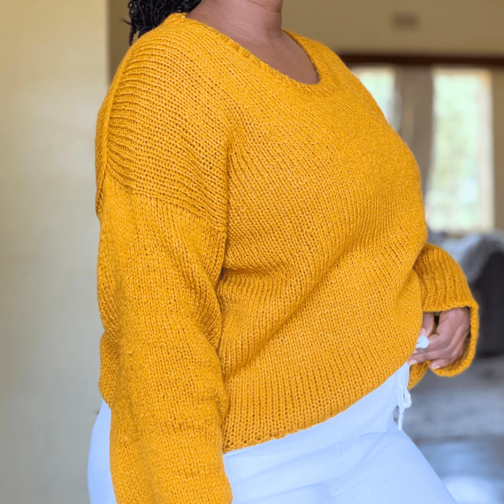 free knit sweater pattern mustard yellow